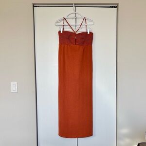Terracotta Crochet Maxi Dress
